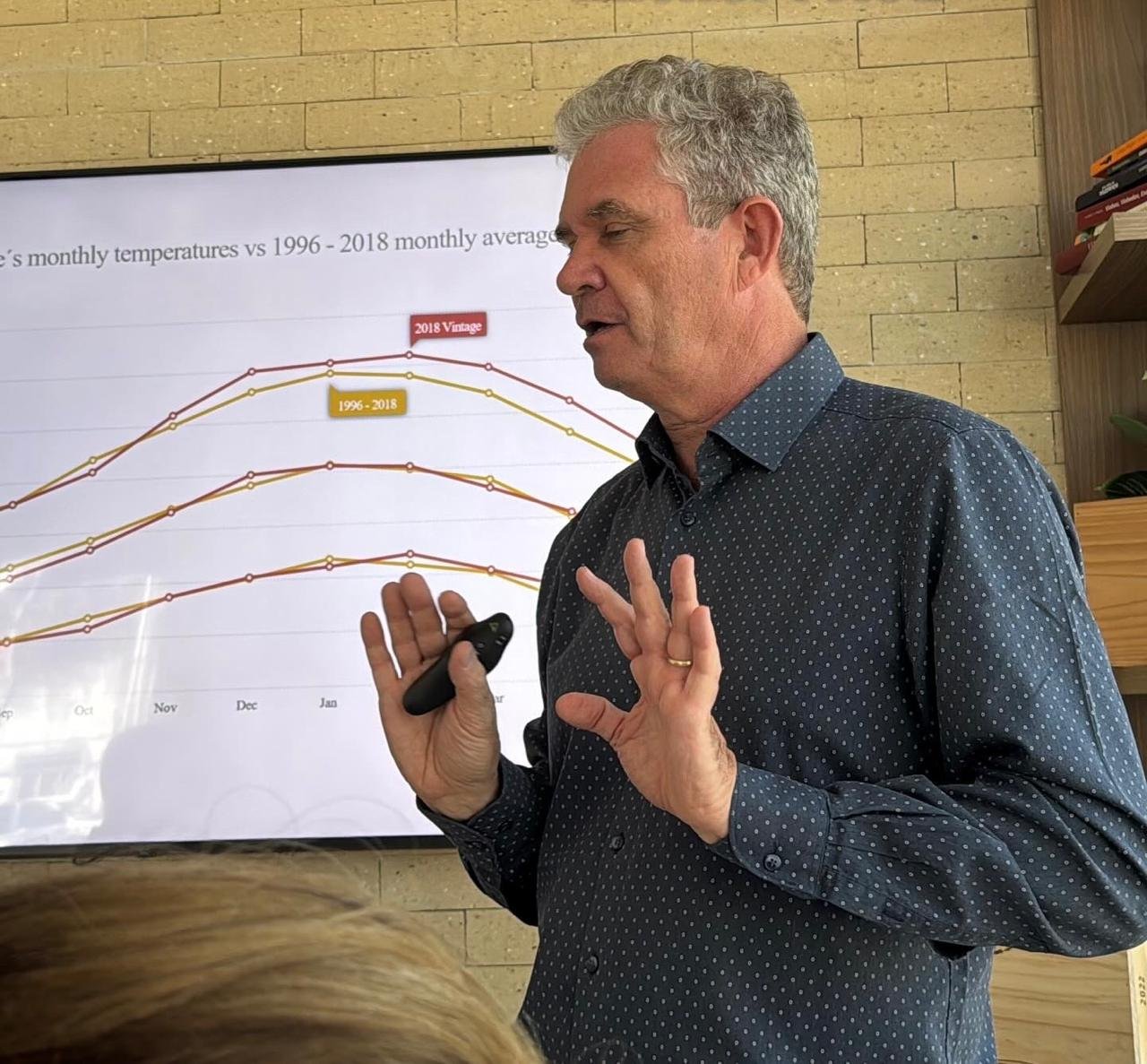 Michel Friou, enólogo franco-chileno do Almaviva, durante apresentação em Vitória. Foto: André Andrès